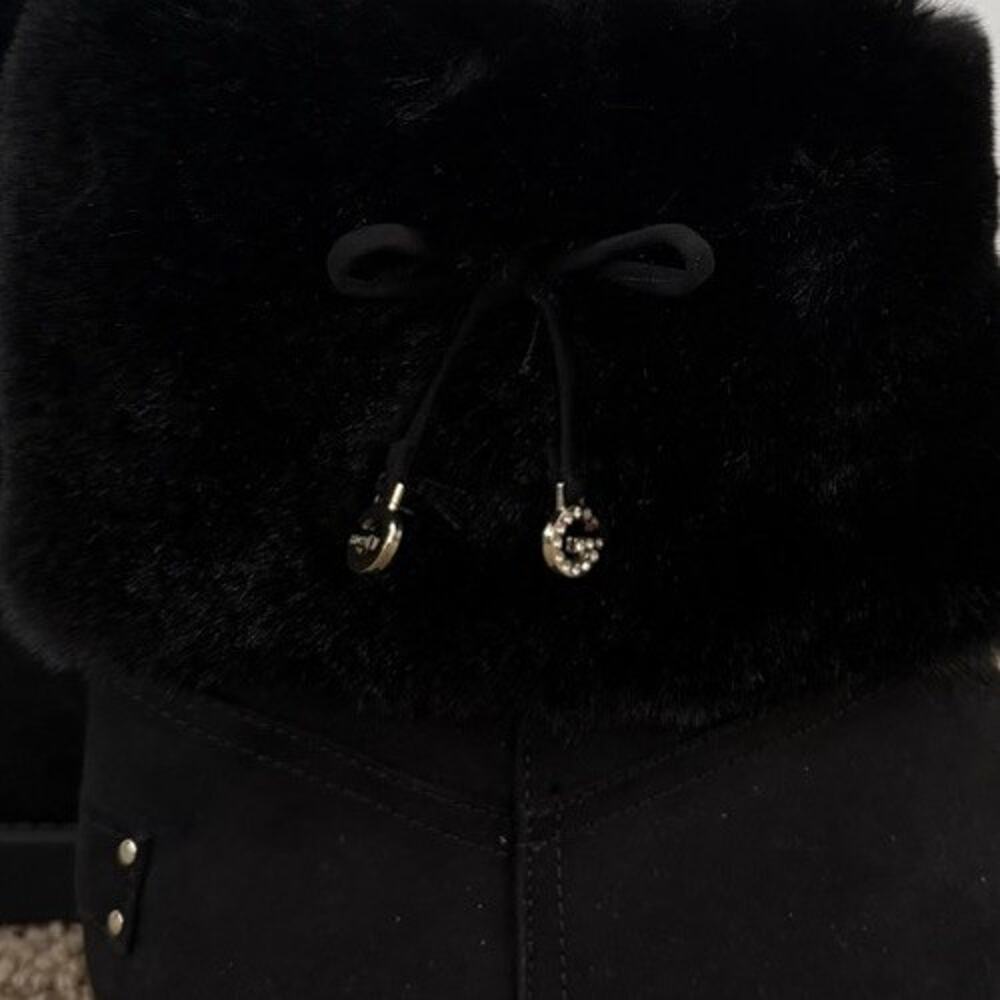 NEW GBG Los Angeles Faux Fur Winter Ankle Boots 10 Black Cozy Slip On Boots - Picture 5 of 6